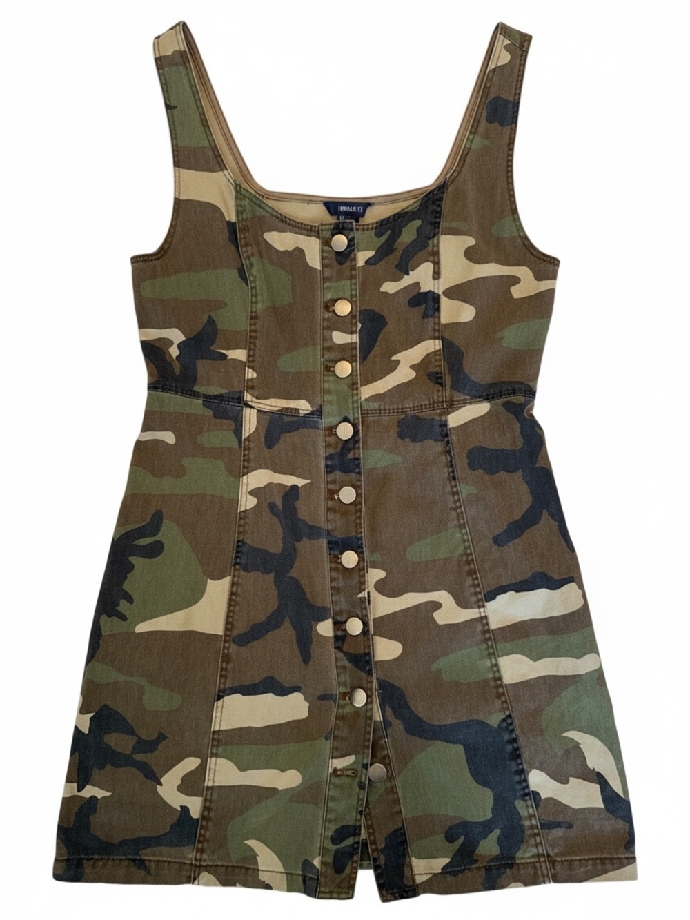 Camouflage button-front mini dress (Size L) - Picture 5 of 7